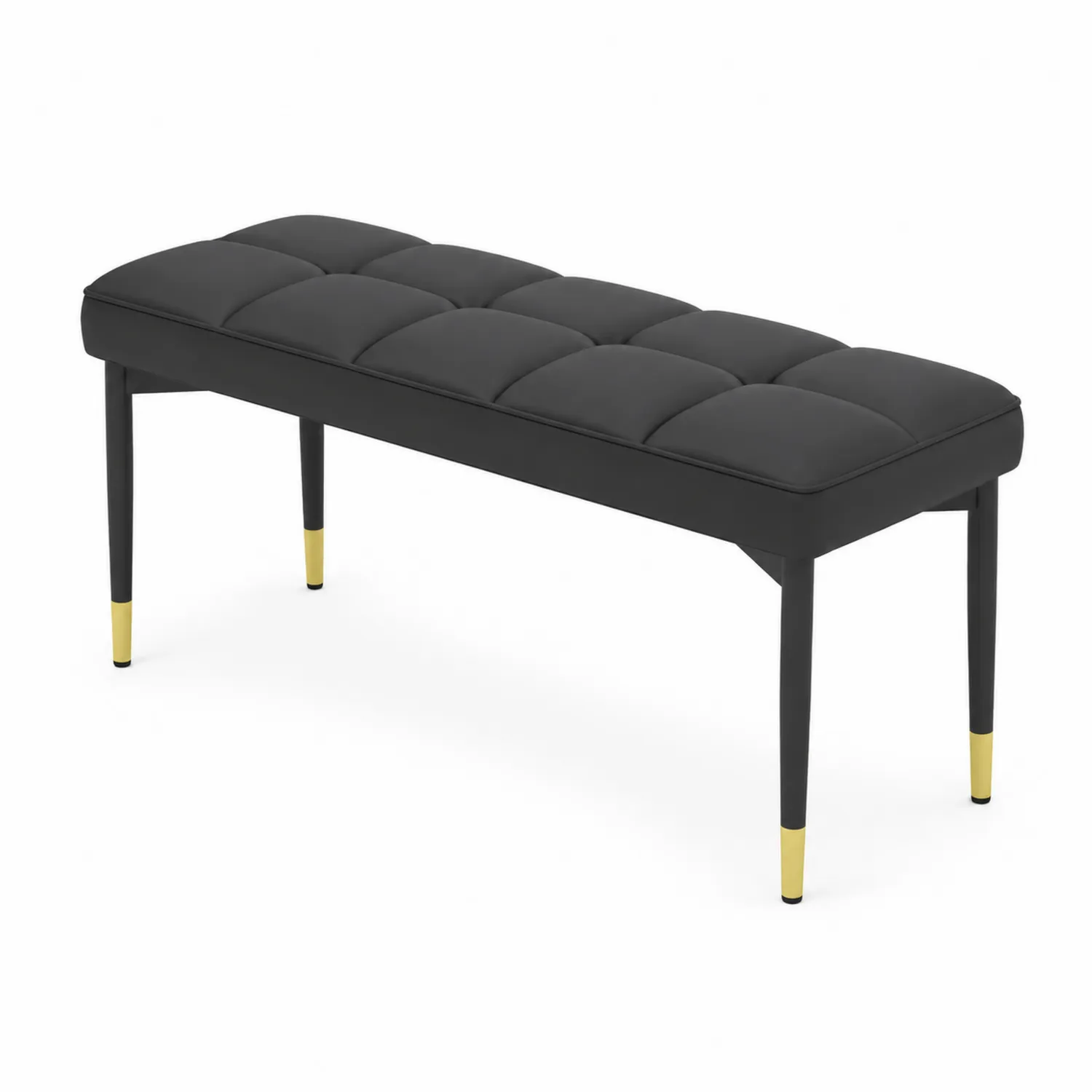 Banco de Tela Negra con Patas Metálicas Doradas-Casixorn