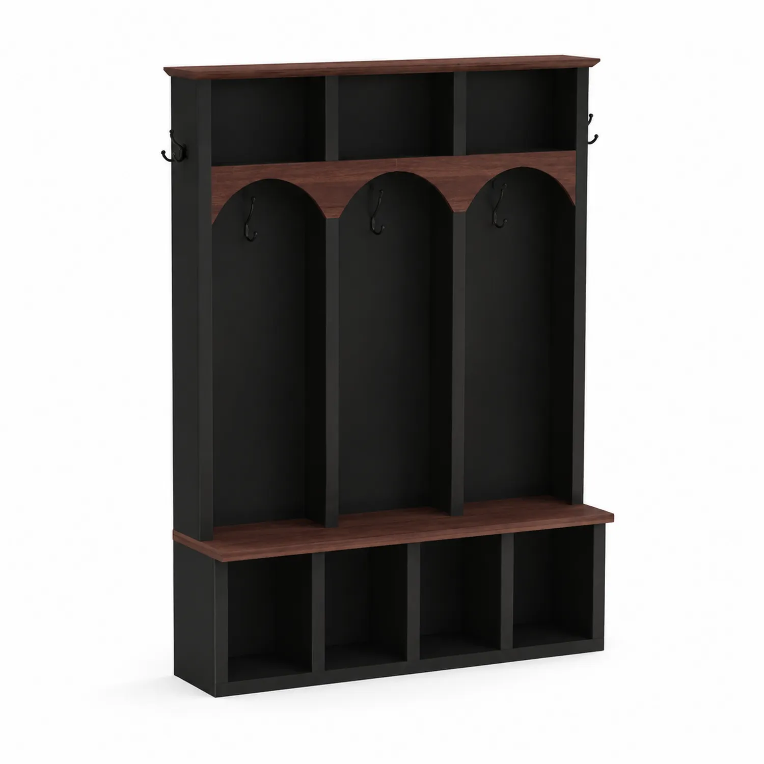 Perchero de Madera con Ganchos y Estantes de 180x120x30 cm-Casixorn
