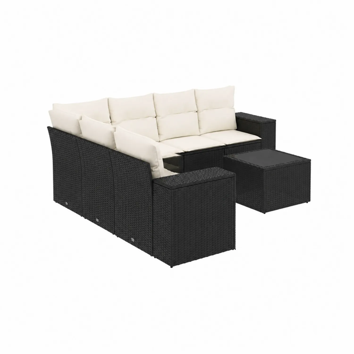 Set de Sofá Modular en Forma de L de Ratán Sintético con Cojines Beige-Casixorn