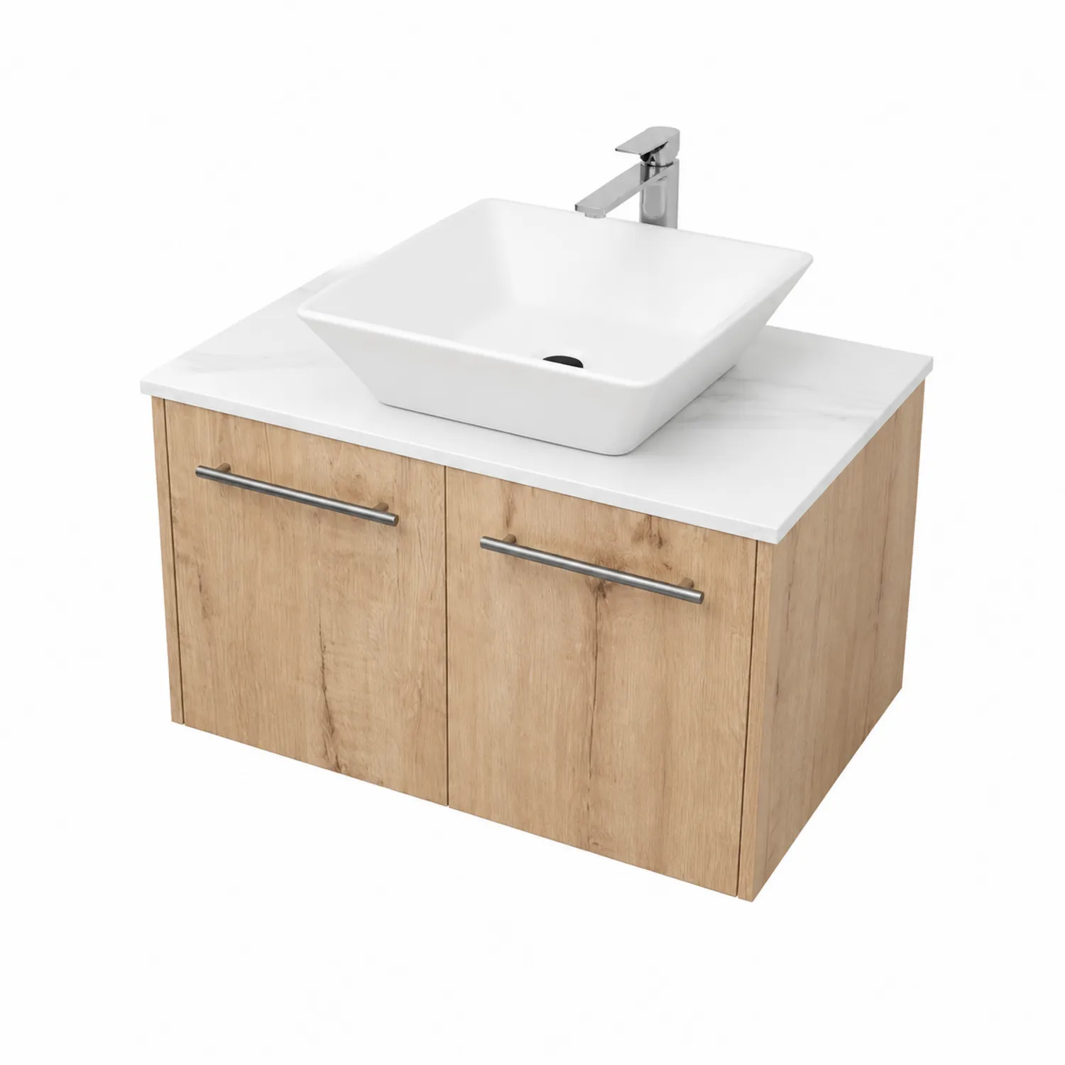 Mueble de Baño de Madera de Roble y Porcelana Blanca 80x45x55 cm-Casixorn