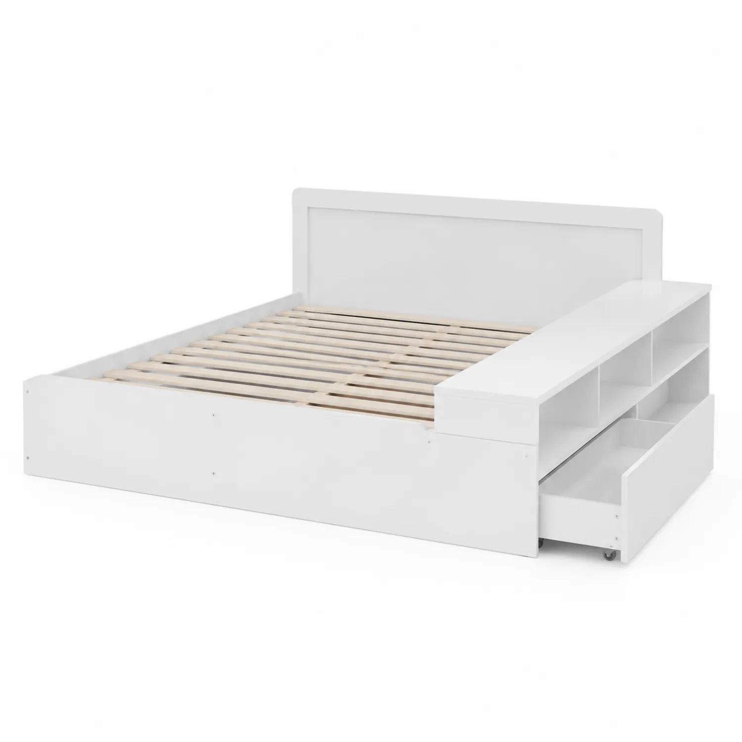 Cama de Madera con Almacenamiento Blanco 200x160 cm-Casixorn