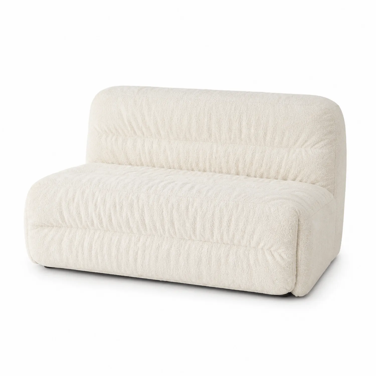 Sofá de dos plazas de tela bouclé crema-Casixorn
