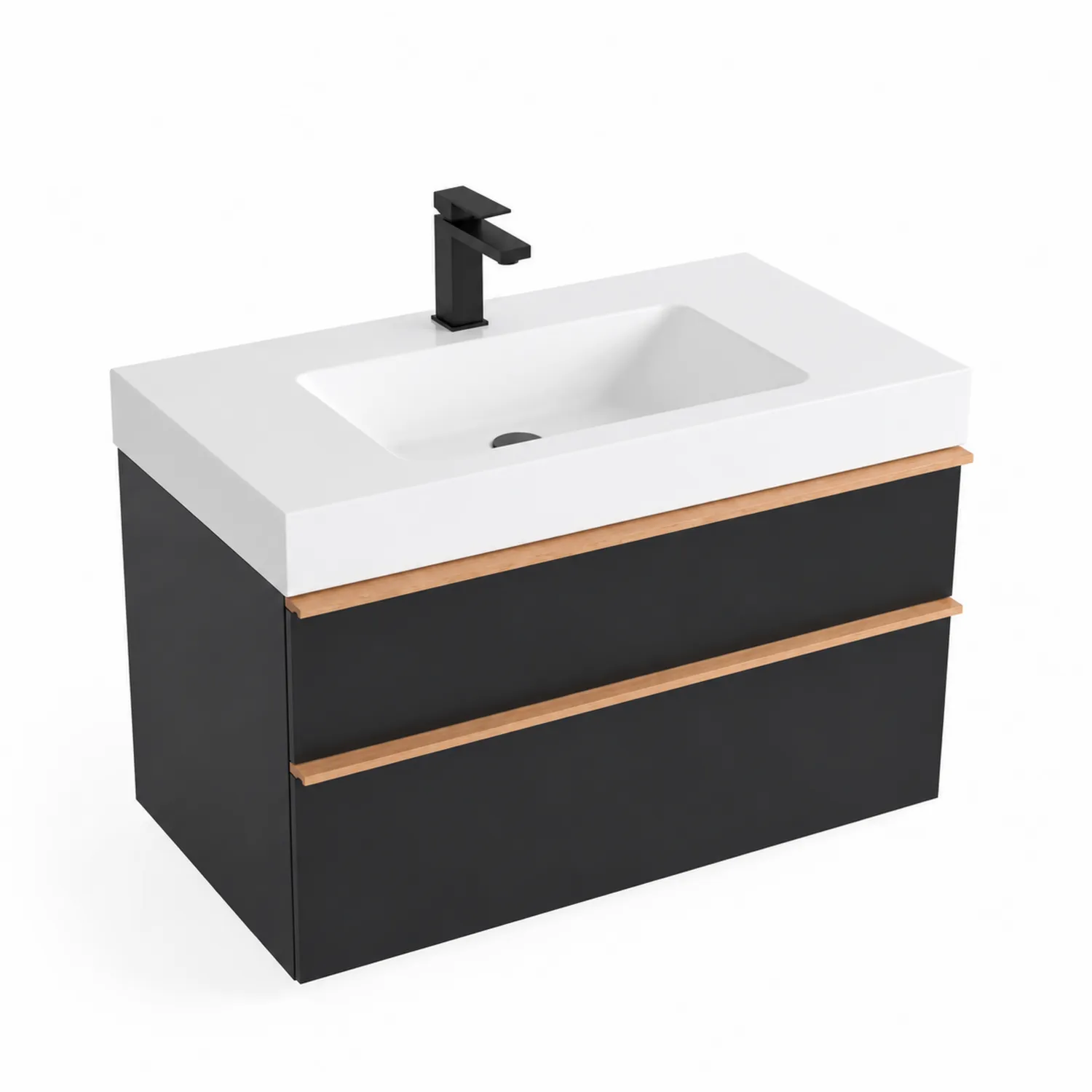 Lavabo de Contrachapado y Resina Compuesta 80x45x55 cm Negro-Casixorn