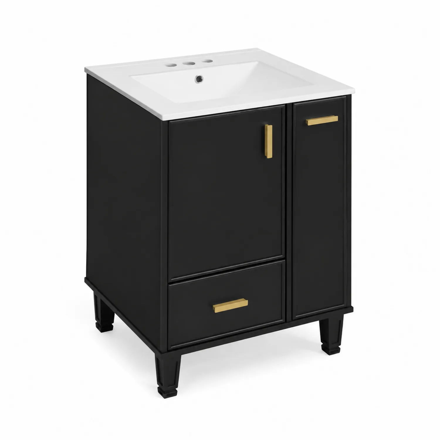 Gabinete de Baño MDF Negro con Lavabo de Cerámica-Casixorn