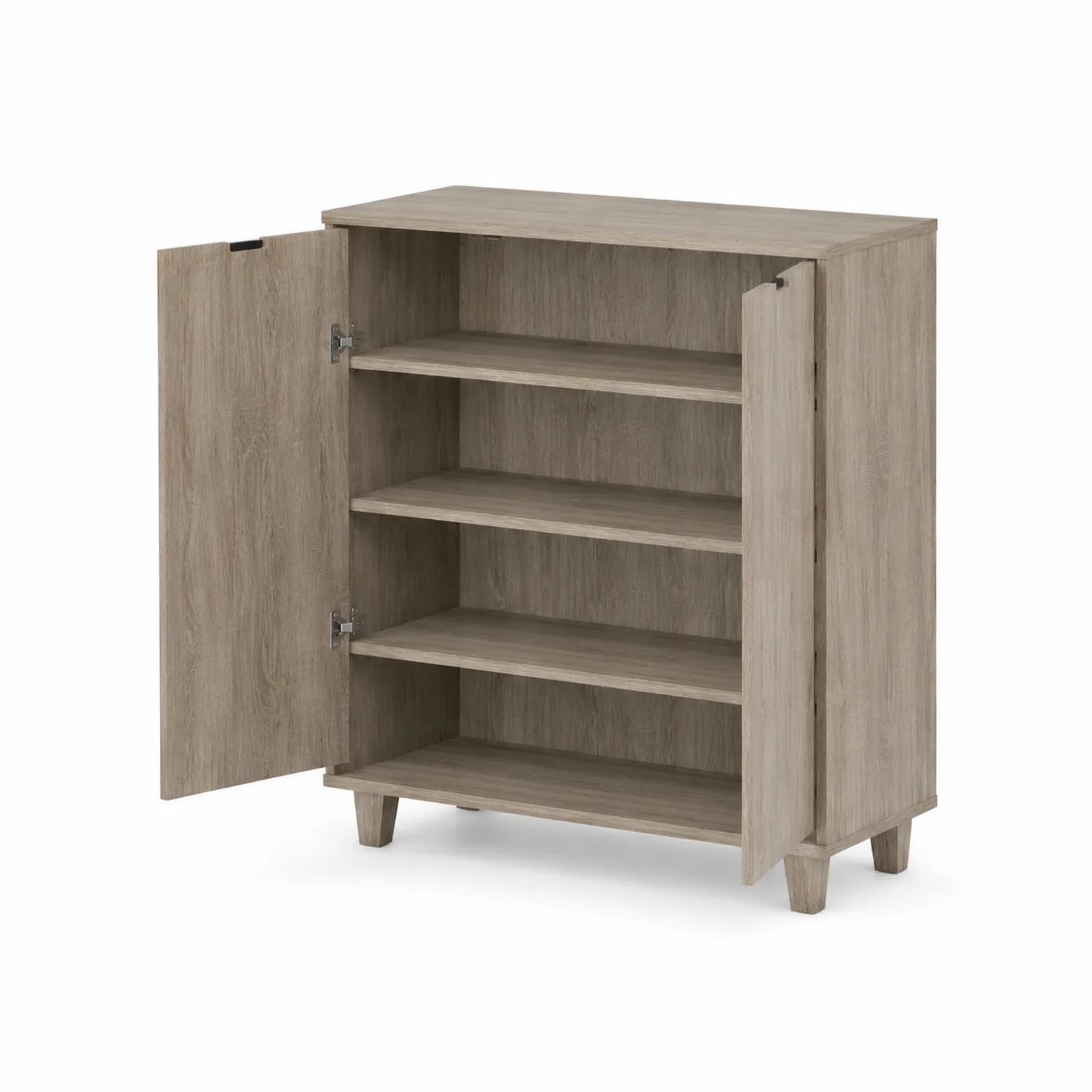 Armario zapatero de madera con 2 puertas y 4 estantes en color Roble-Casixorn