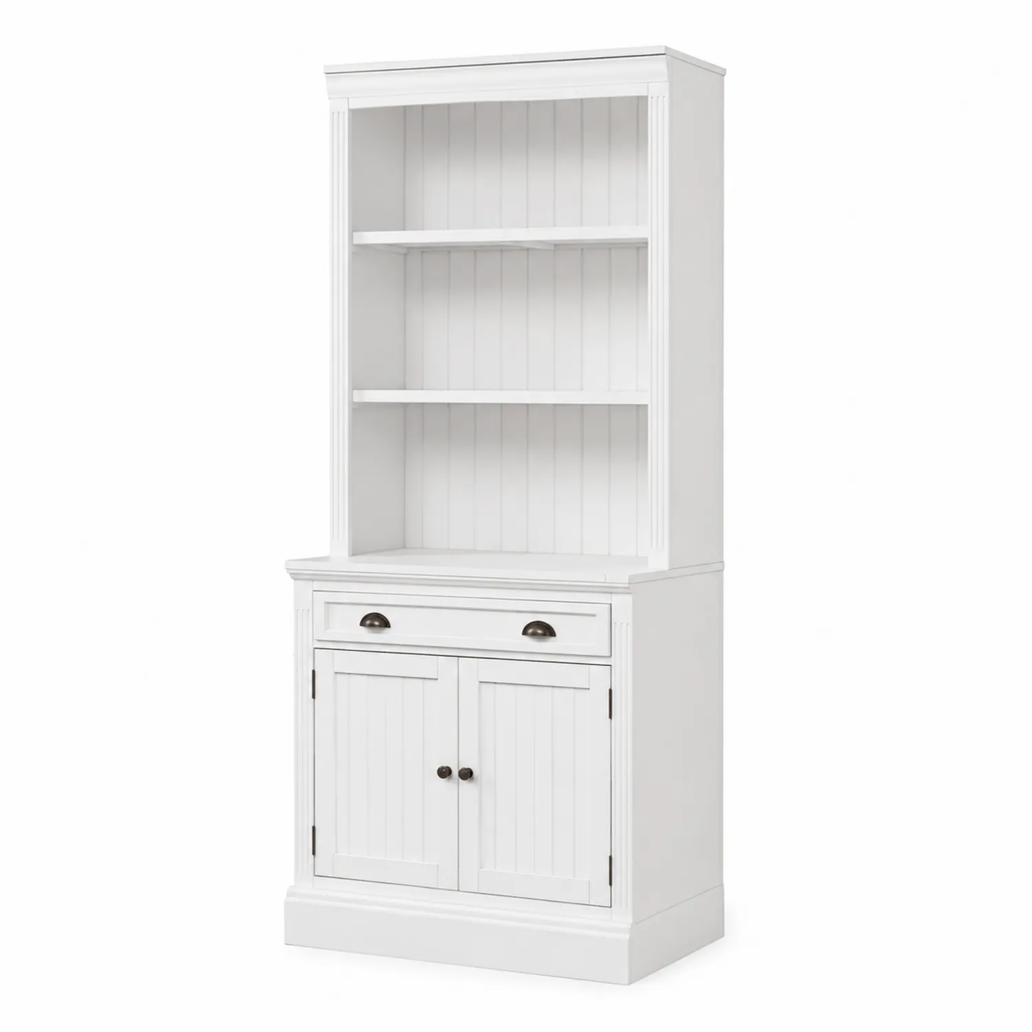 Estantería de madera blanca con dos puertas y un cajón-Casixorn