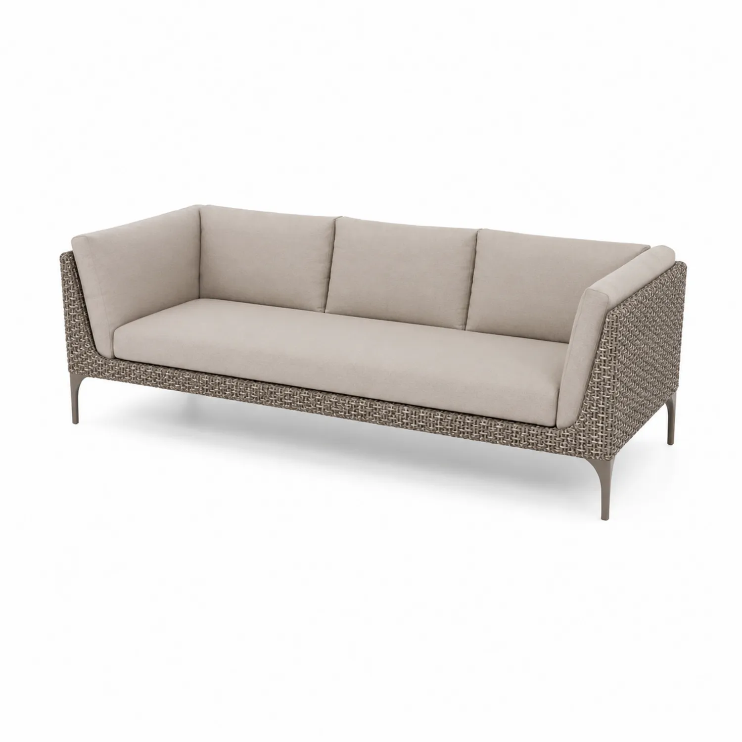 Sofá de jardín 3 plazas ratán sintético cojines poliéster beige 210 cm-Casixorn
