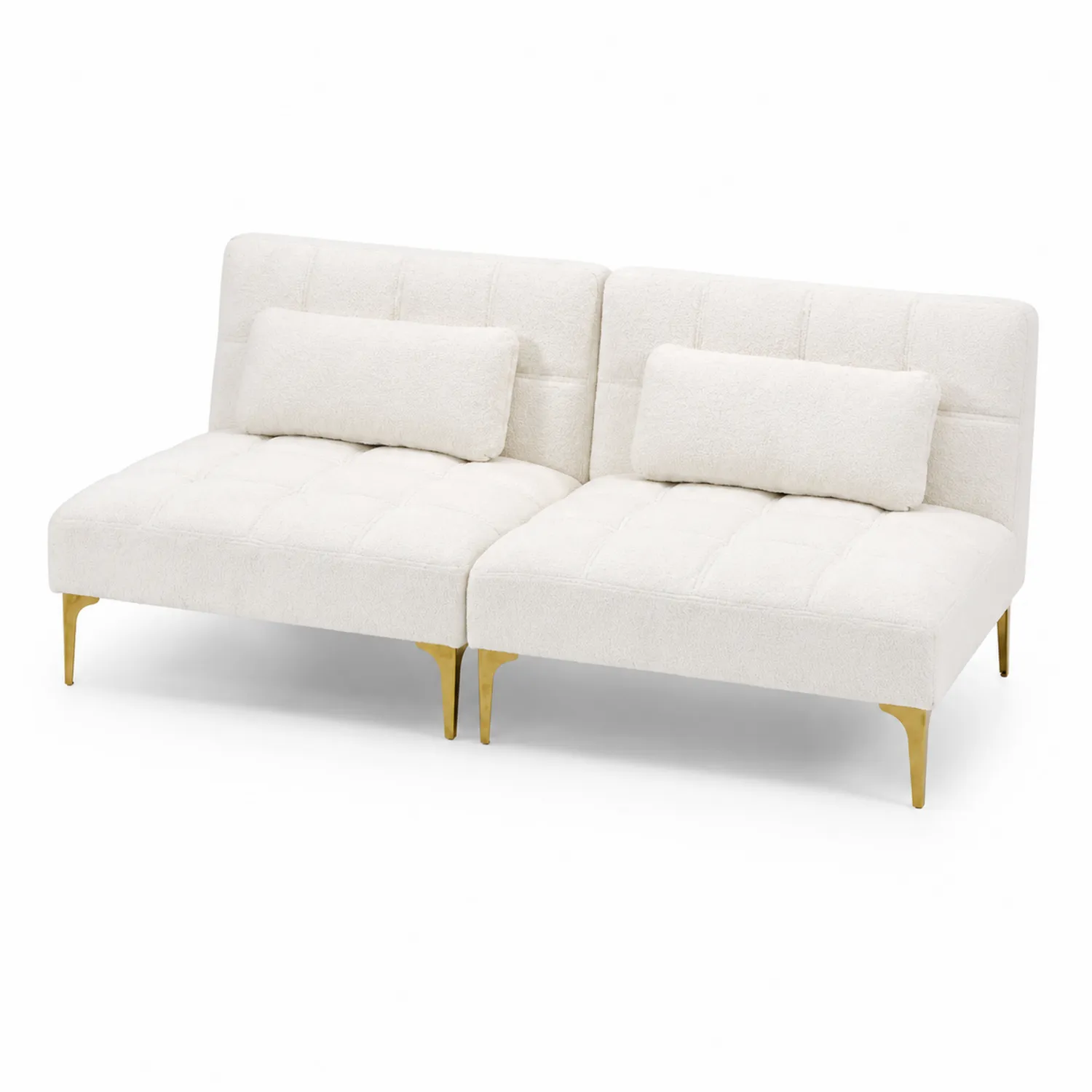 Sofá cama de poliéster con patas doradas, 180 cm-Casixorn