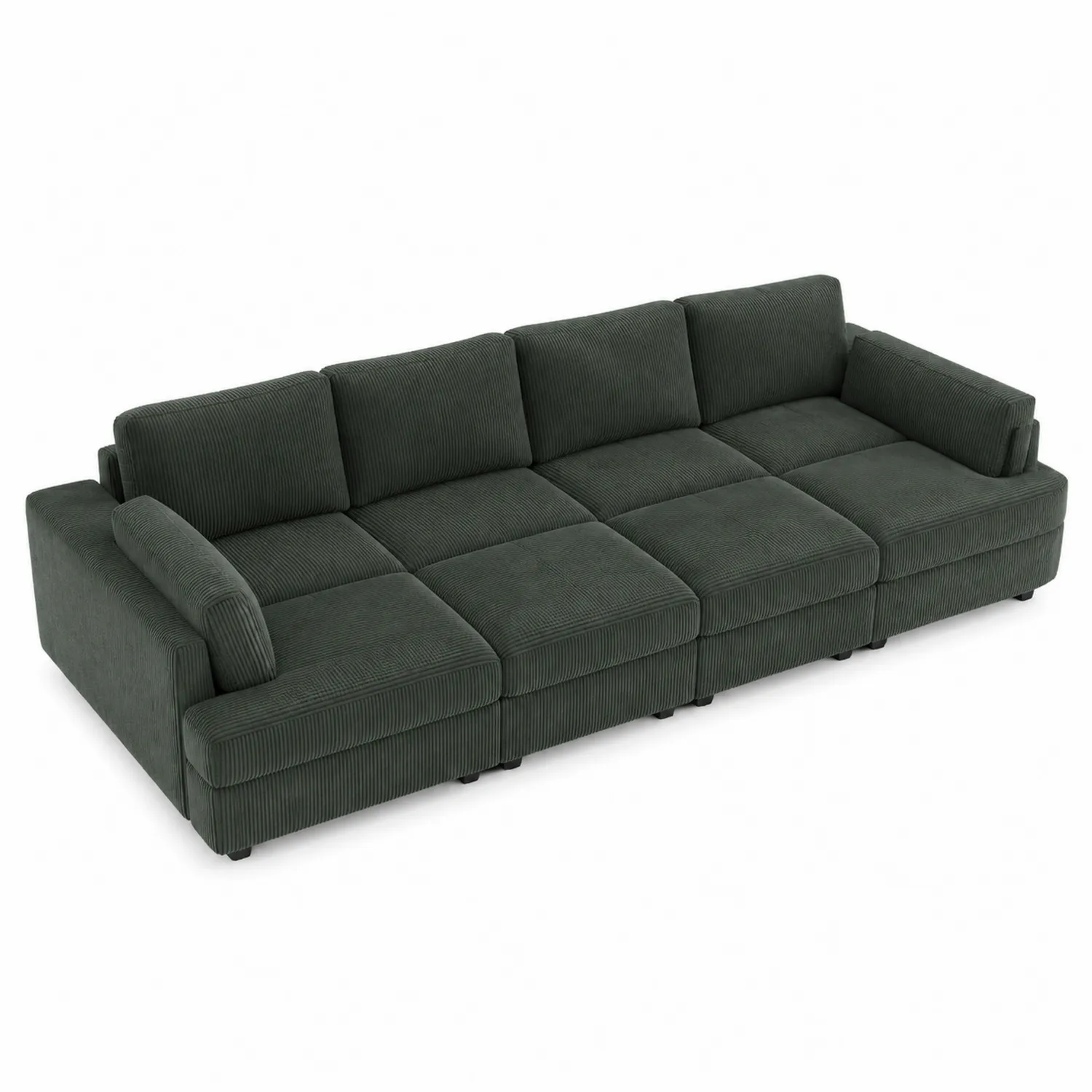 Sofá modular de chenilla verde oscuro para 5 plazas-Casixorn