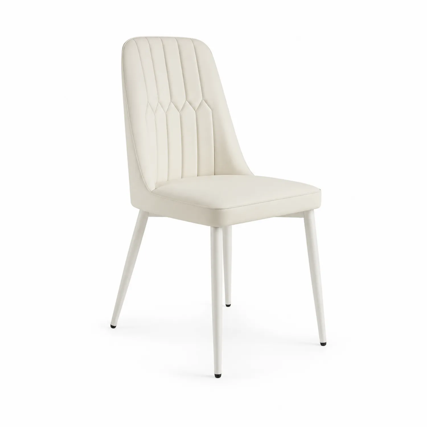 Silla de cuero sintético con patas metálicas Blancas 88 cm-Casixorn