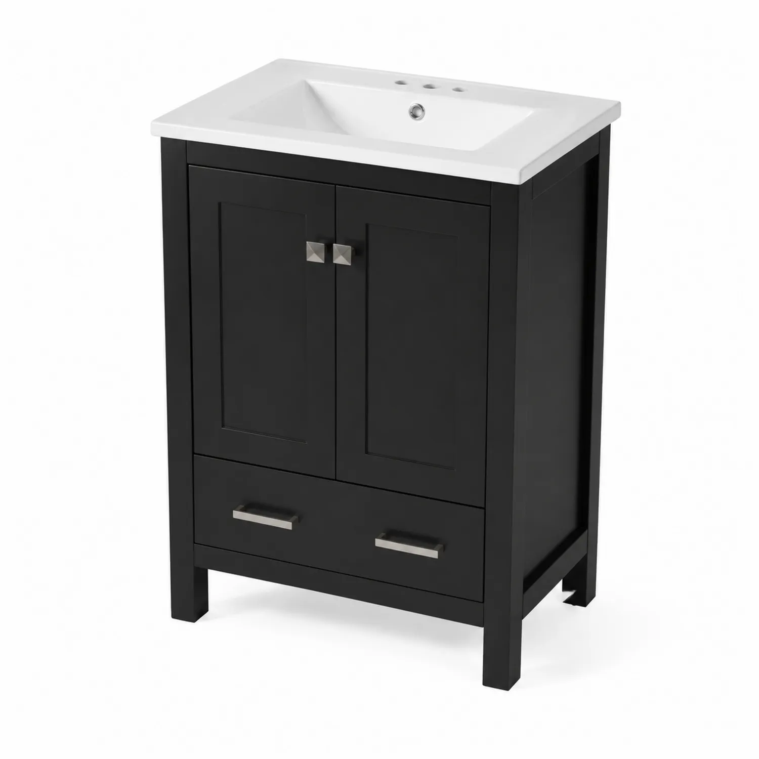 Mueble de Baño de MDF Negro con Lavabo de Cerámica-Casixorn