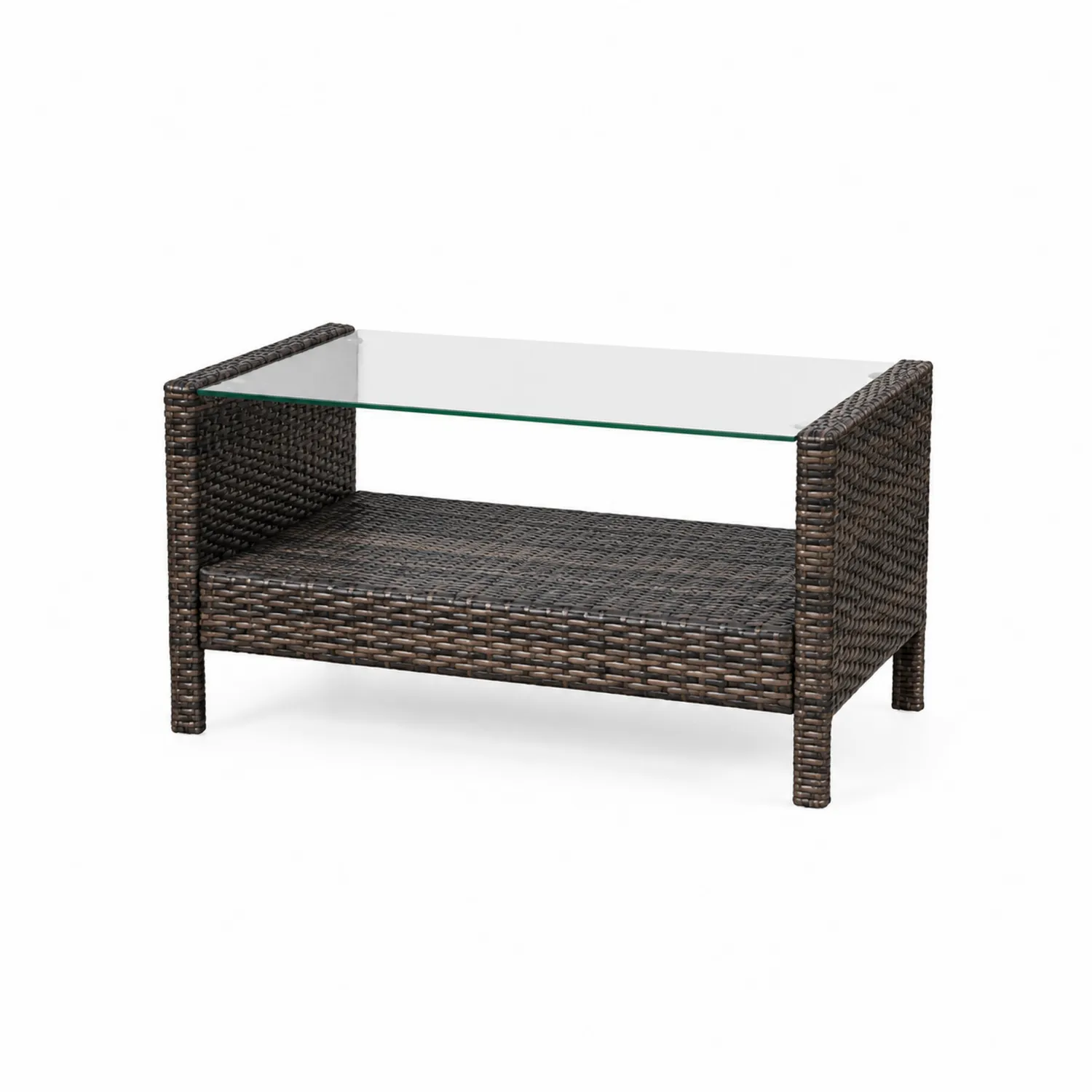 Mesa de jardín de ratán con vidrio templado-Casixorn