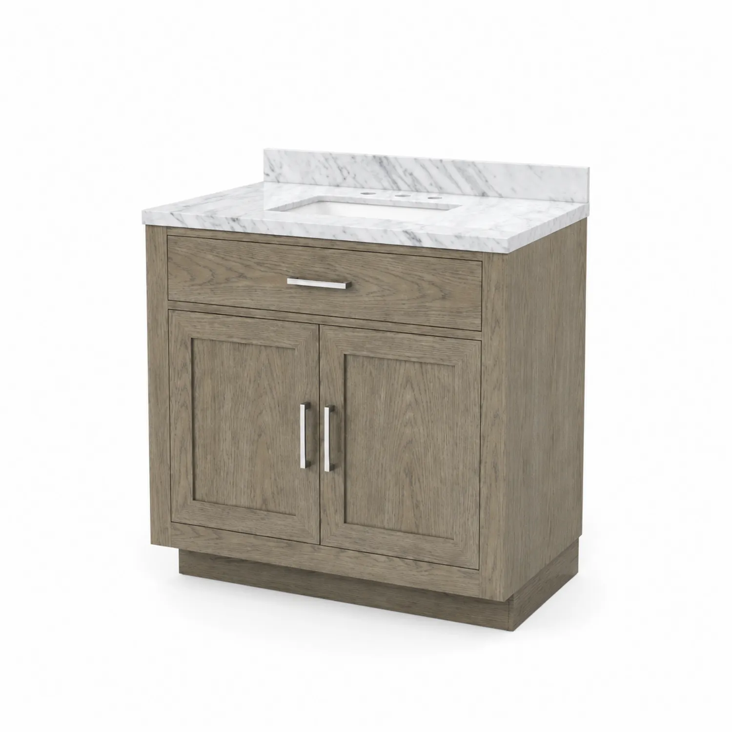 Mueble de baño de roble con lavabo de mármol de Carrara 60x85x45 cm Marrón-Casixorn