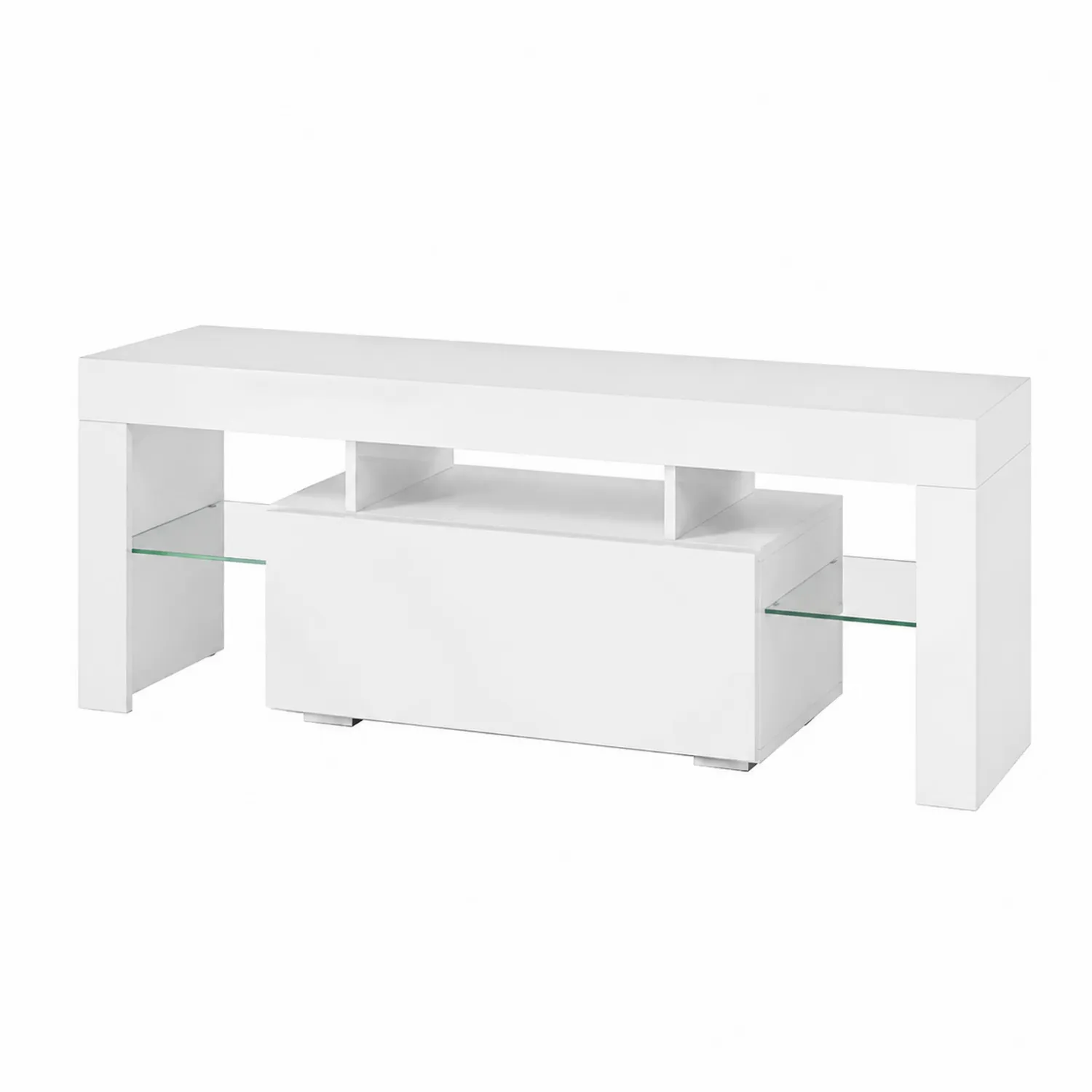 Mesa de TV de Madera MDF y Vidrio Templado, 180x40x50 cm, Blanco-Casixorn