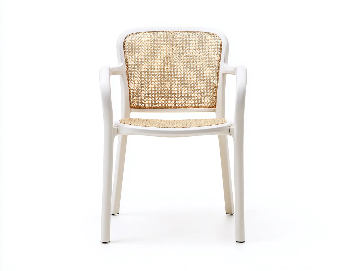 Silla de comedor exterior 55x56x80 cm - polipropileno blanco - respaldo curvo con brazos para terraza
