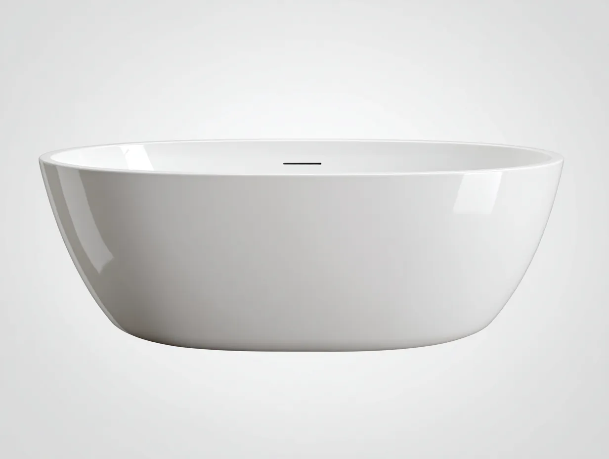 Bañera exenta 170x78x56 cm - blanco - acrílico mate - para baño - diseño ovalado estilizado