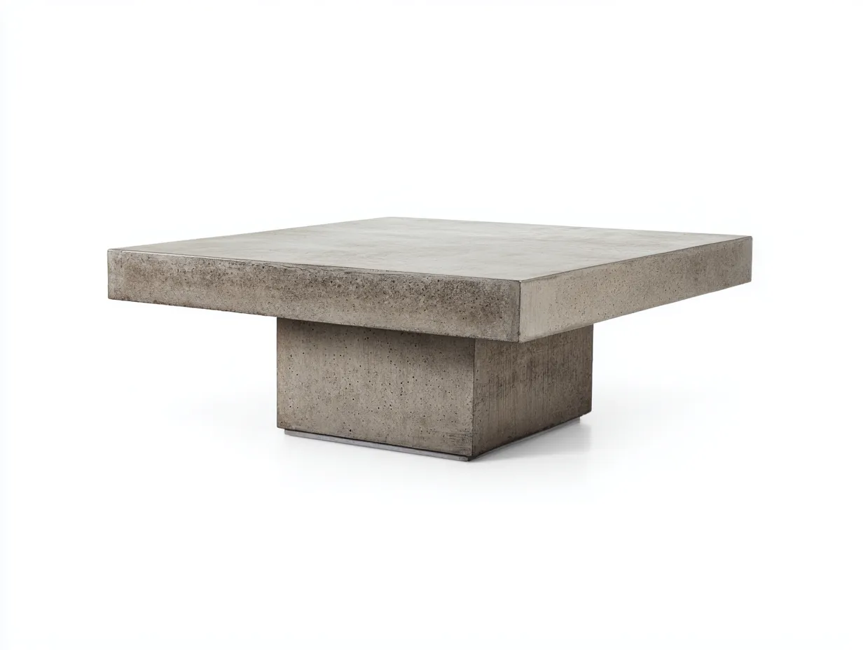 Mesa de centro 92x92x34 cm - gris claro - hormigón - para salón - diseño cuadrado contemporáneo