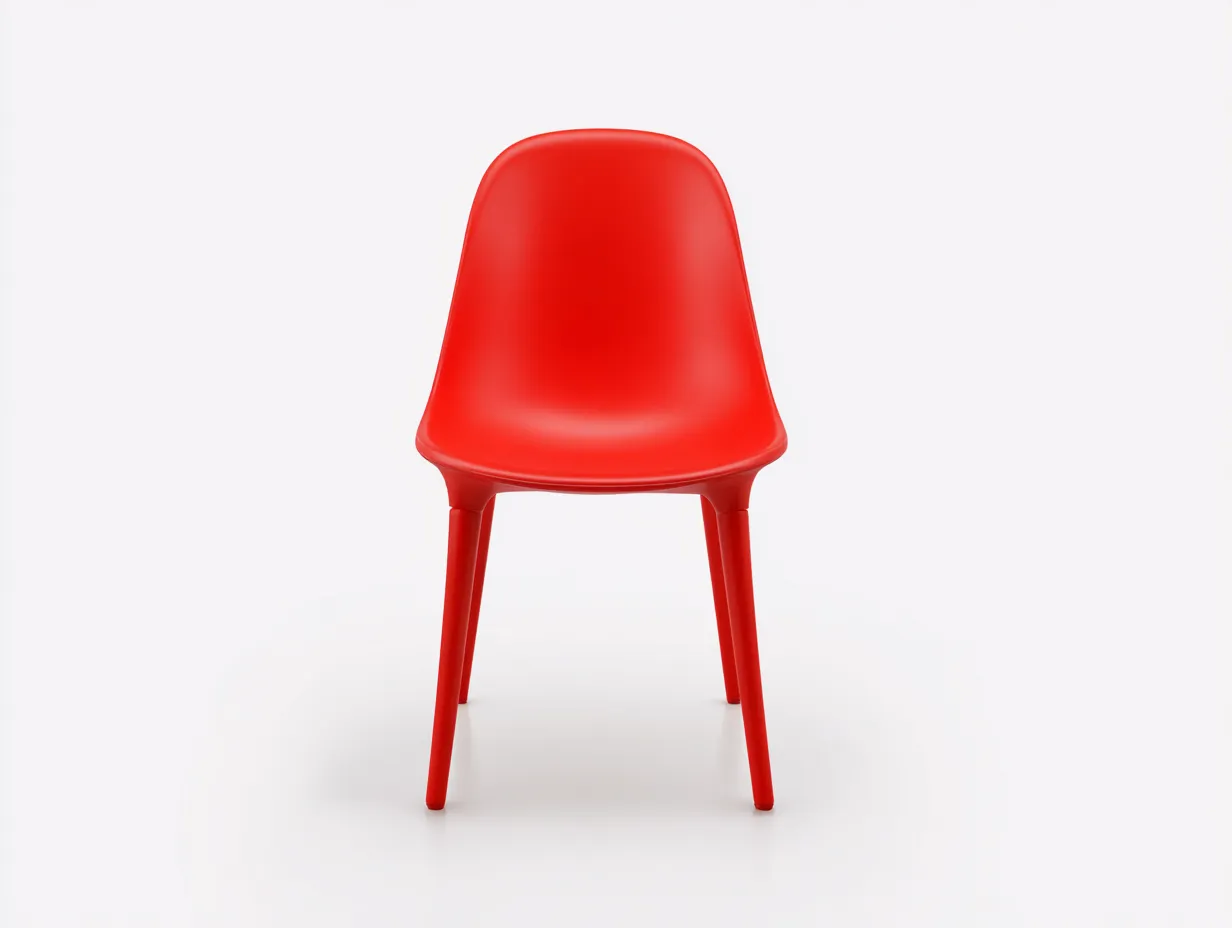 Silla de comedor exterior 48x52x79 cm - plástico rojo liso - asiento curvo contemporáneo