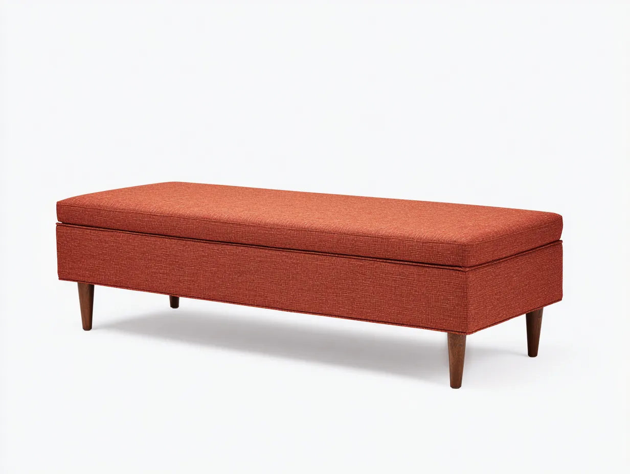Banco 145x40x46 cm - bouclé color marfil - con patas cilíndricas - para dormitorio