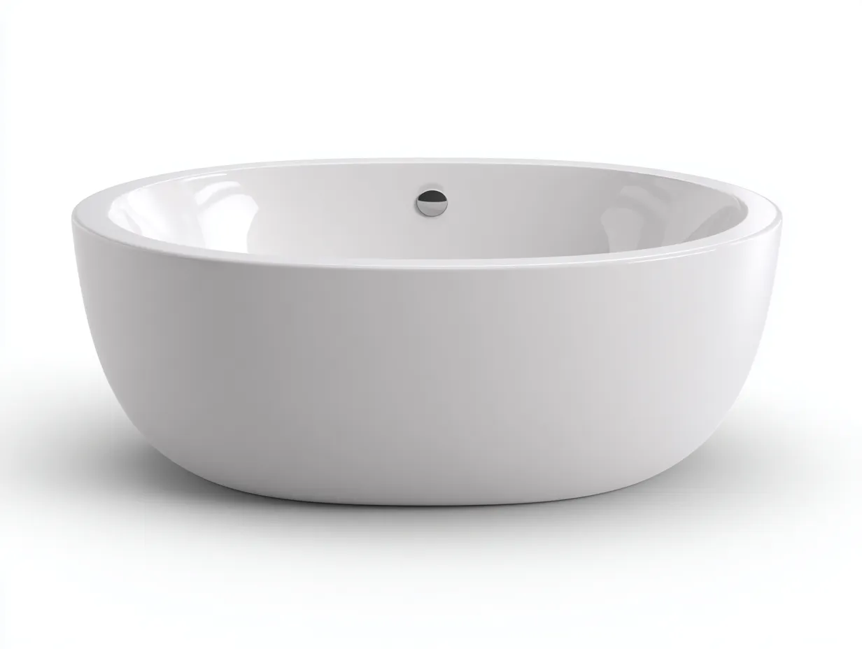 Bañera exenta 150x75x58 cm - blanco - acrílico sanitario - para baño - bañera redonda de líneas suaves