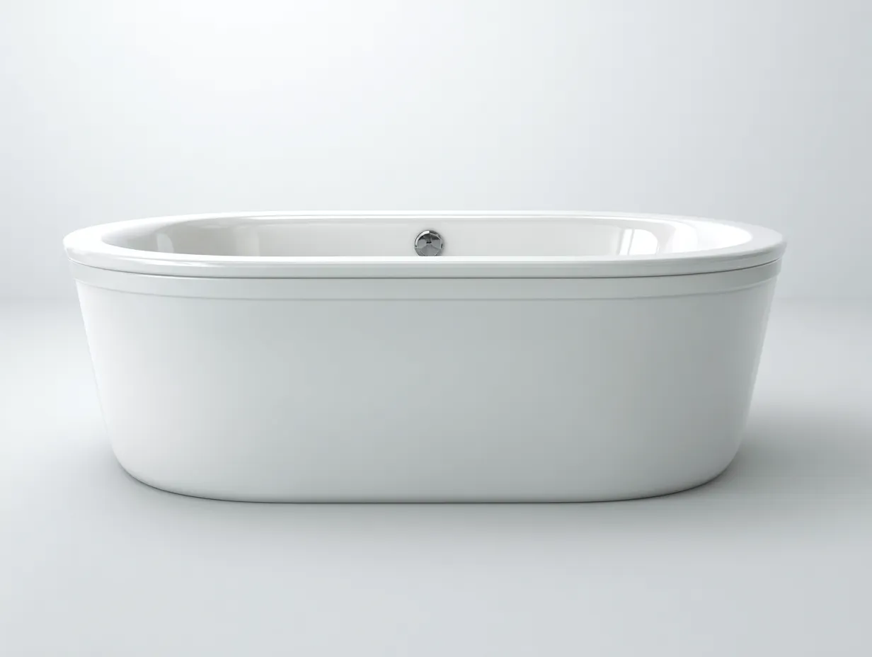 Bañera exenta 168x80x60 cm - blanco - acrílico sanitario - para baño - bañera ovalada de borde grueso