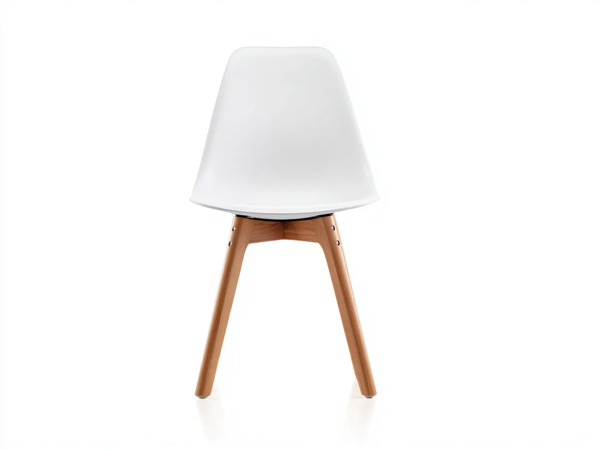 Silla de comedor exterior 48x52x81 cm - blanco mate y madera clara - respaldo ergonómico
