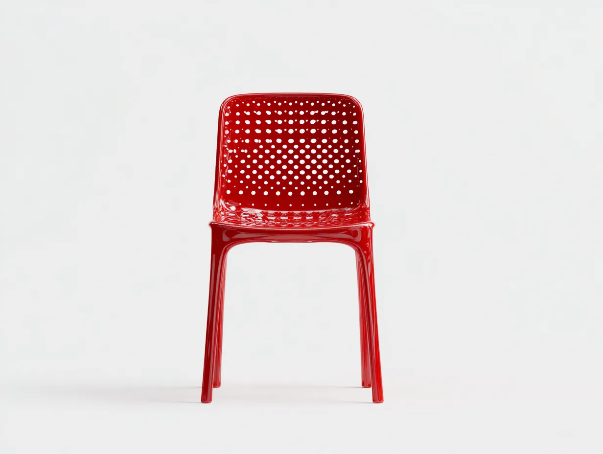 Silla de comedor exterior 49x53x80 cm - plástico rojo perforado - diseño ligero para terraza