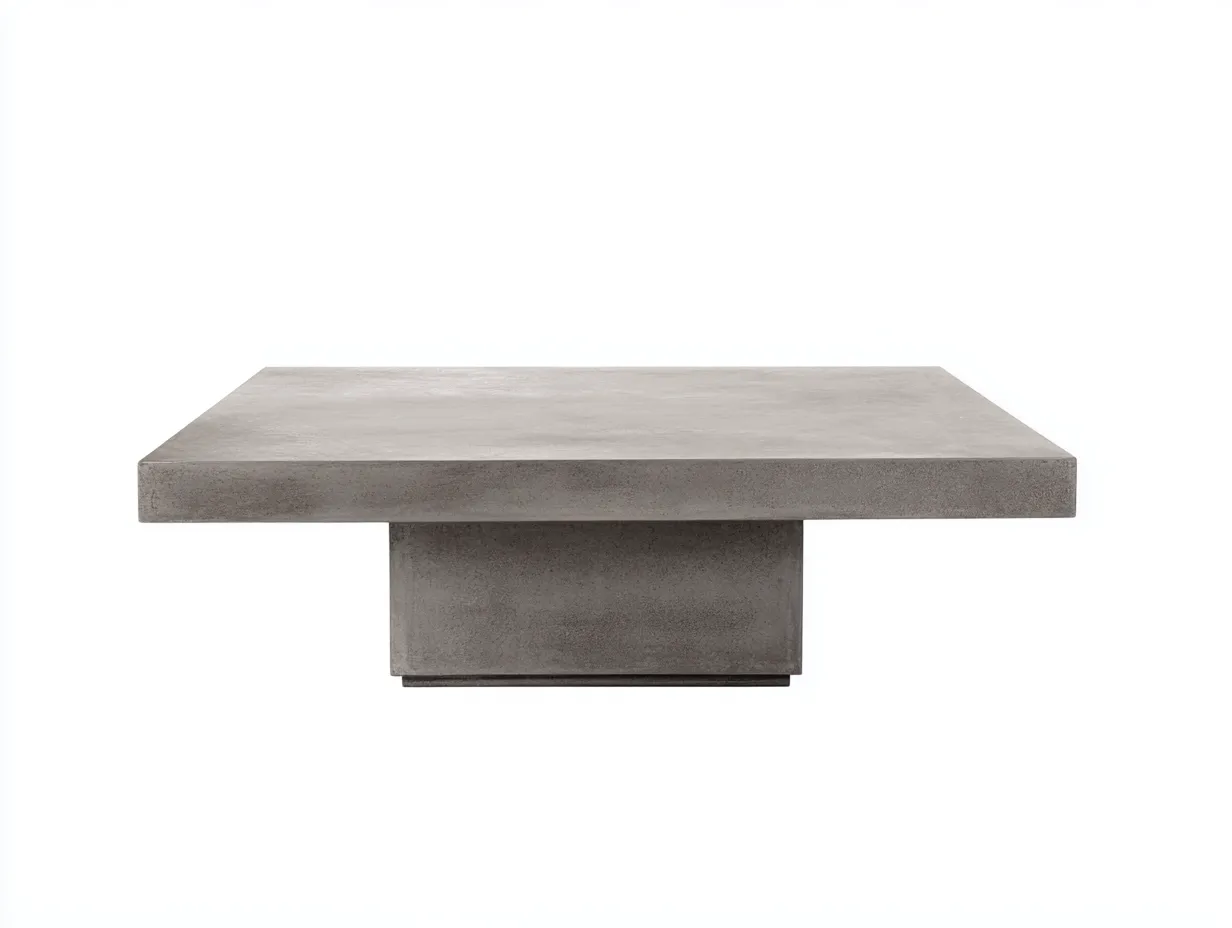 Mesa de centro 90x90x32 cm - gris cemento - hormigón - para salón - con base central maciza