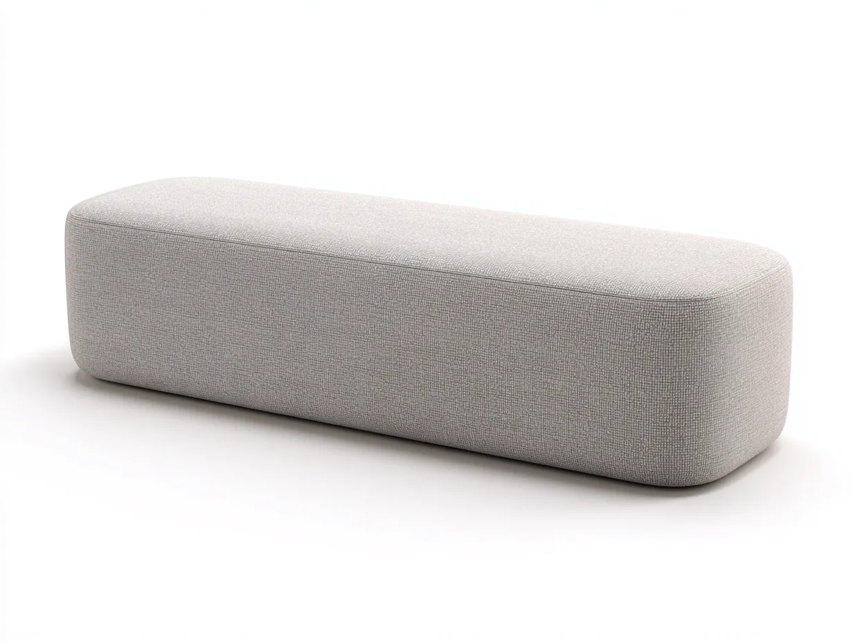 Banco 170x44x43 cm - tapizado gris perla - diseño redondeado - para dormitorio