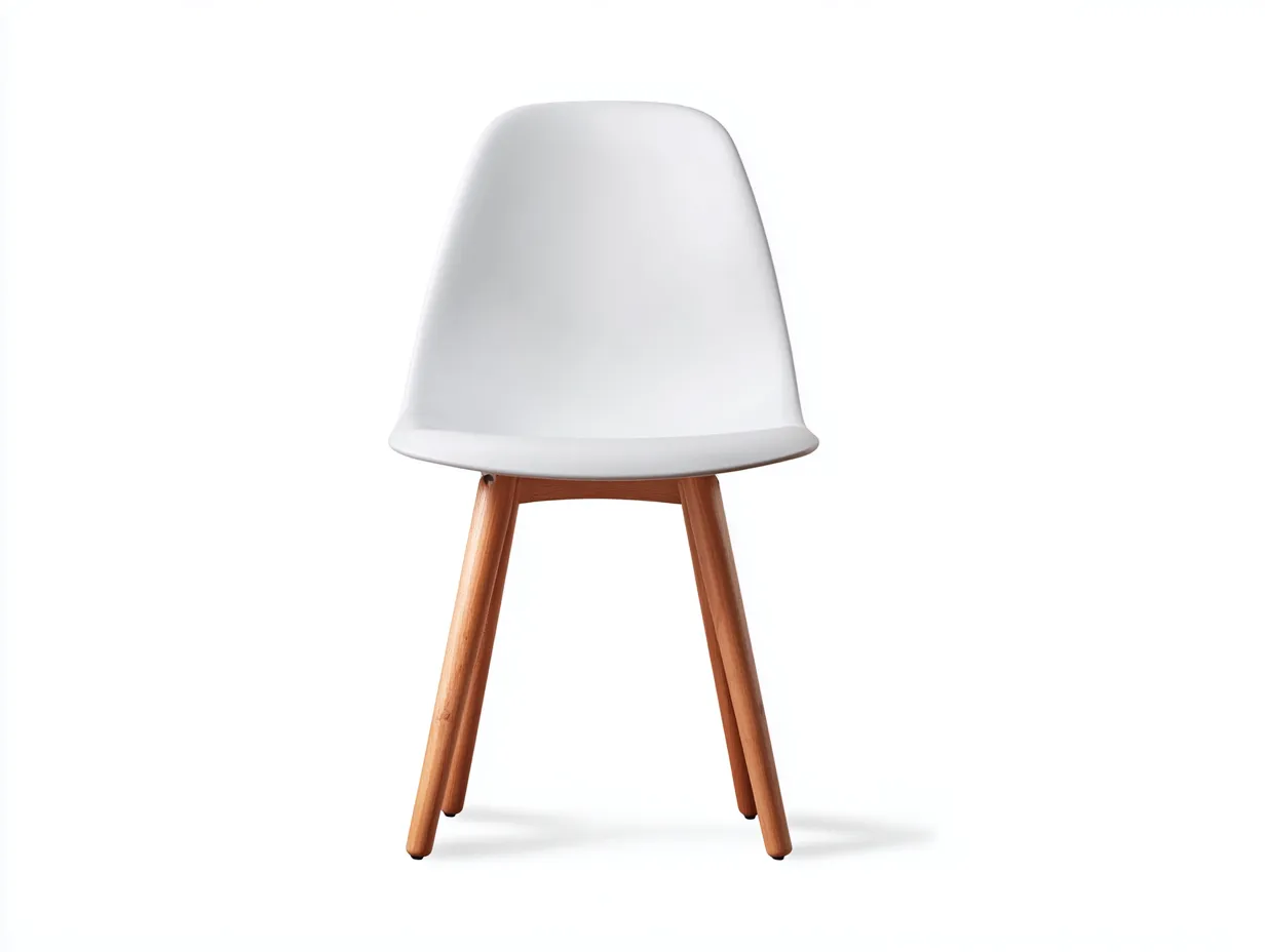Silla de comedor exterior 47x51x81 cm - asiento blanco y patas de madera - diseño compacto