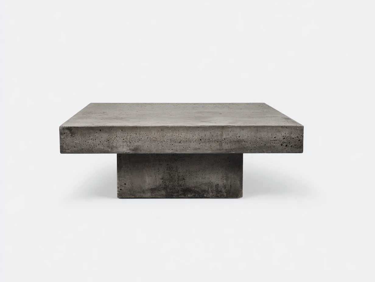 Mesa de centro 92x92x32 cm - gris antracita - hormigón - para salón - estilo escultórico compacto
