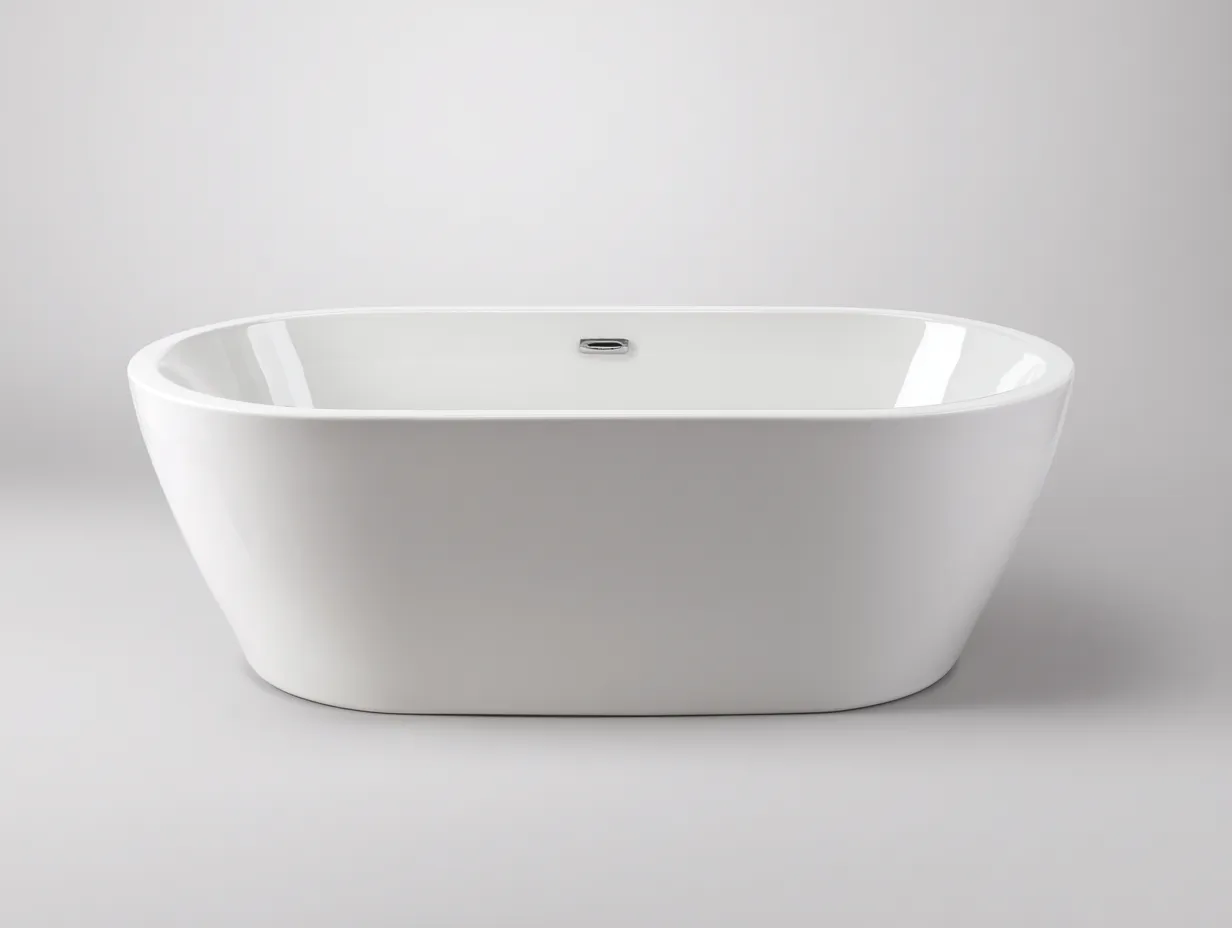 Bañera exenta 172x82x58 cm - blanco - acrílico brillante - para baño - estilo ovalado clásico actual