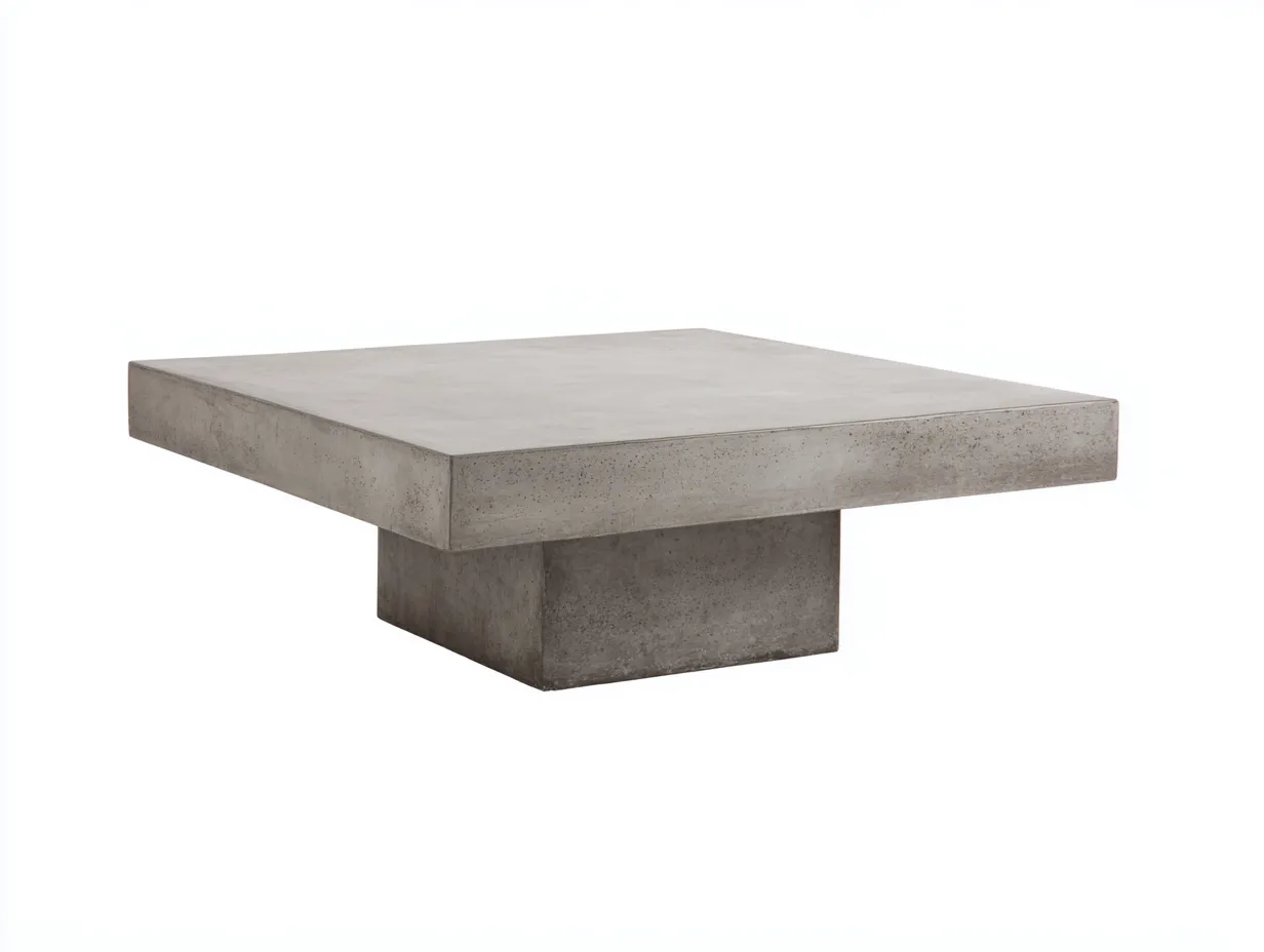 Mesa de centro 90x90x31 cm - gris claro - hormigón - para salón - diseño monolítico cuadrado
