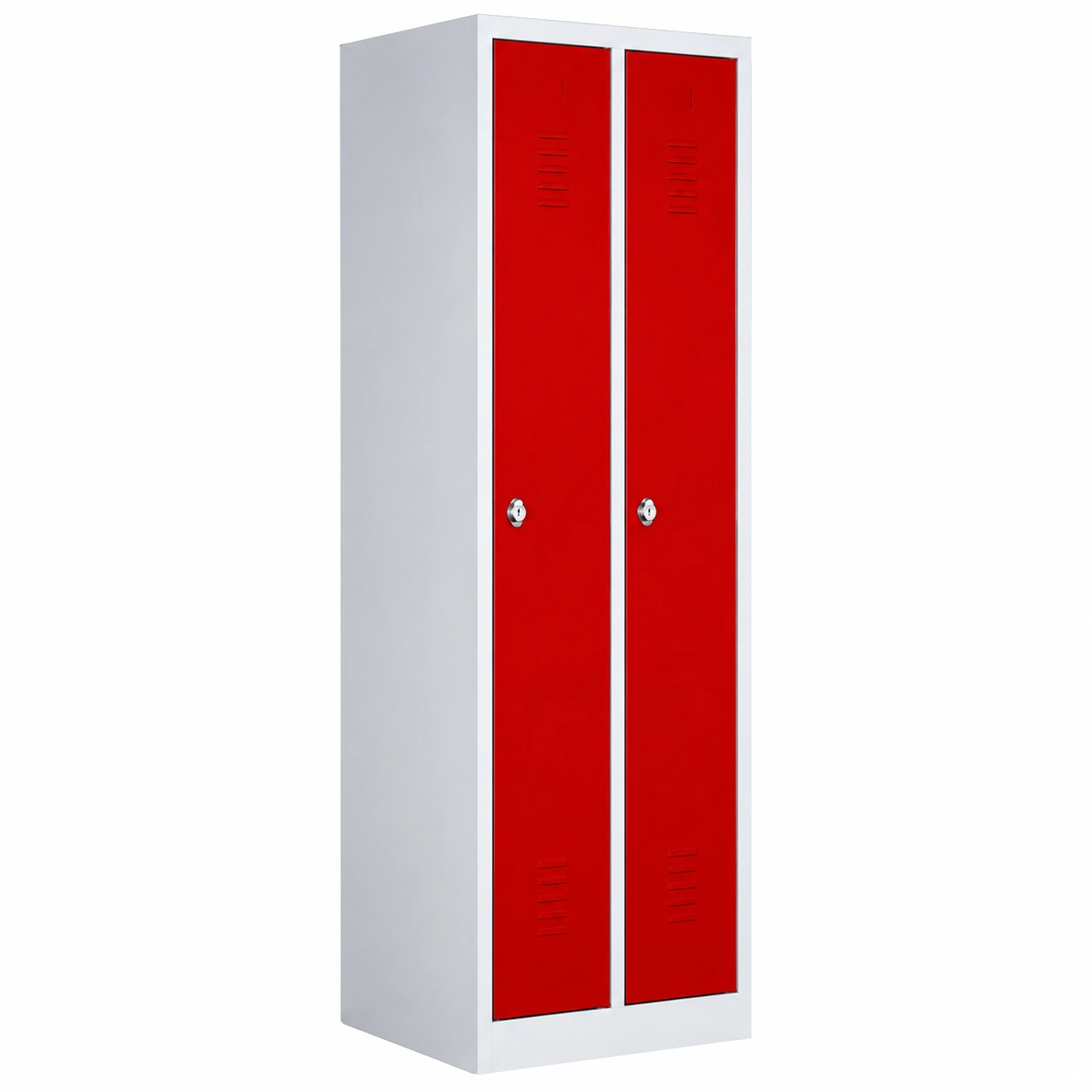 Lullmann Stahlspind mit 2 Abteilen, montiert, grau/rot 180x60x50cm-OrvelloLiving