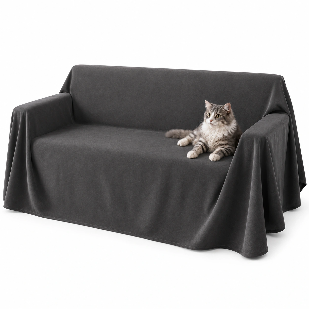 Kratzfester Sofabezug fur Katzen und Hunde - Wasserdichter, Rutschfester Sofaschutz, Ideal fur Haustiere und Kr, 300x230cm, Grau-OrvelloLiving