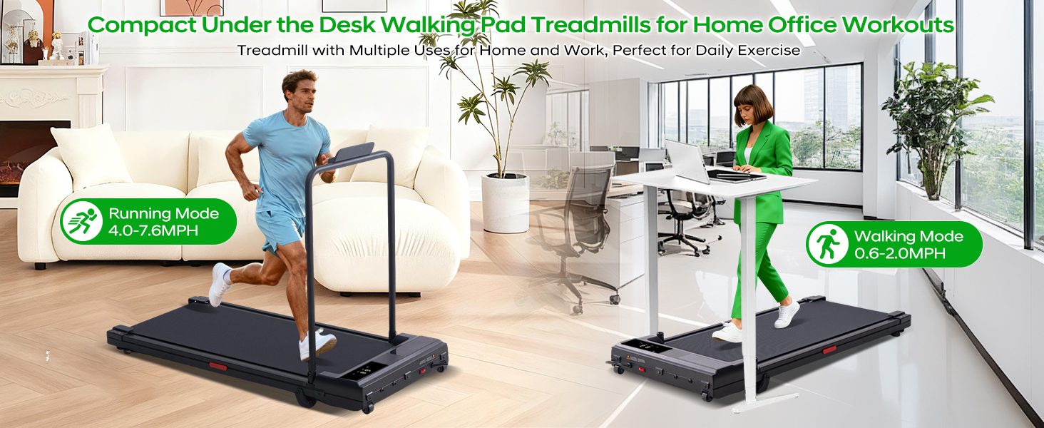 Tapis de marche compact sous le bureau pour séances d'entraînement au bureau à domicile