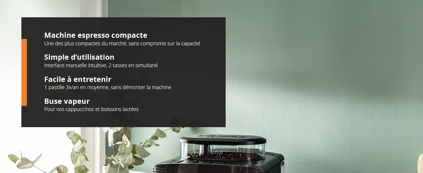 machine espresso compacte simple d'utilisation facile entretenir buse vapeur cappuccino boisson lait