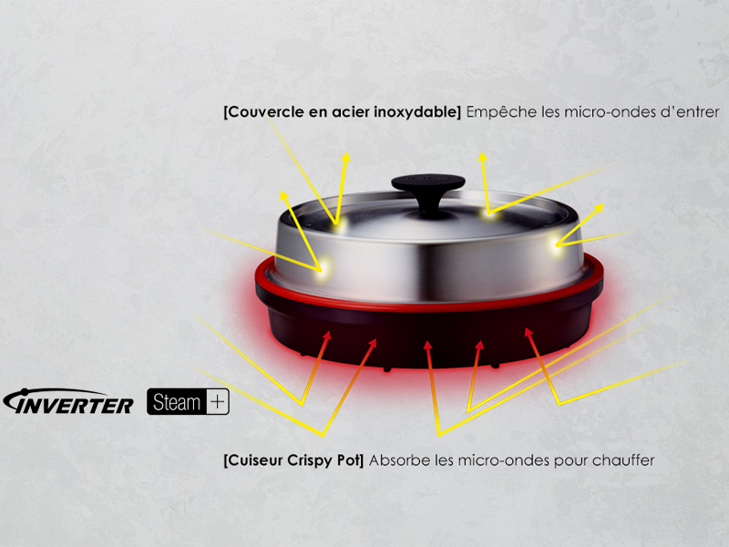 Technologie de four à micro-ondes et cuiseur vapeur Steam+ Pot