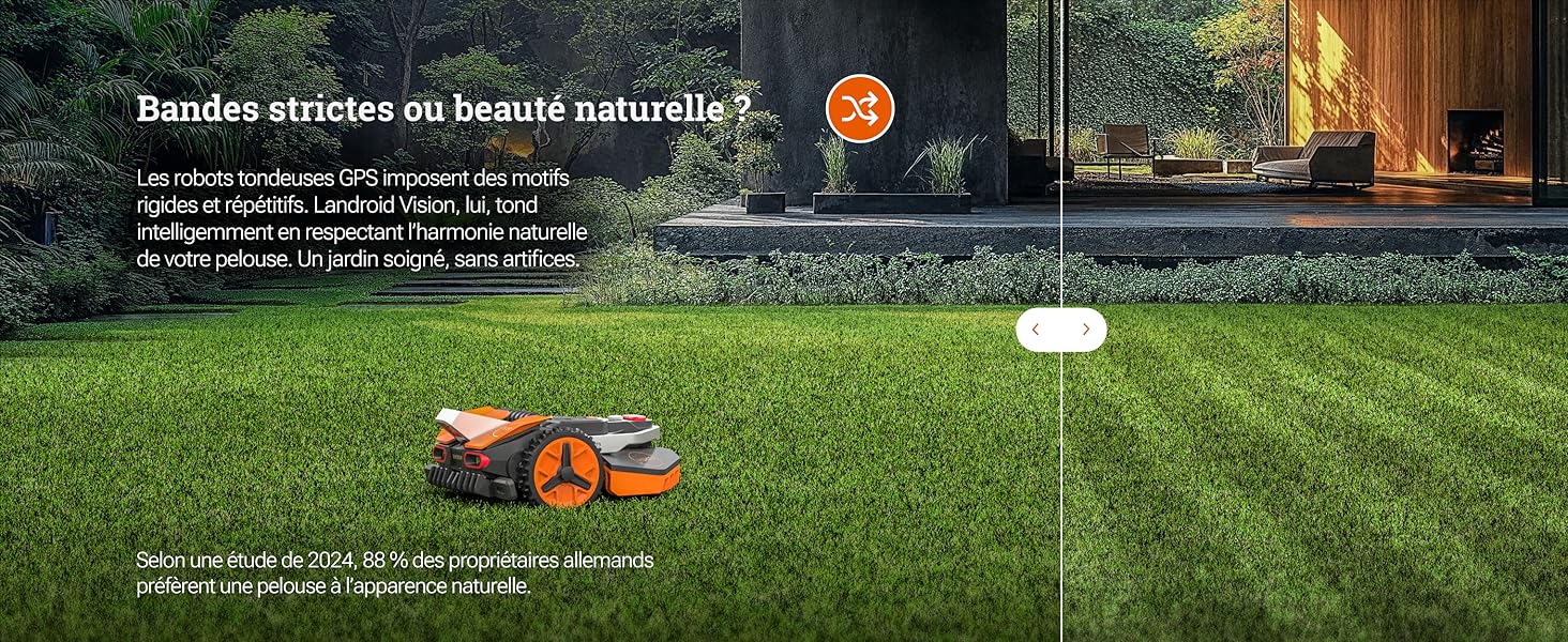 Landroid Vision, lui, tond intelligemment en respectant l’harmonie naturelle de votre pelouse