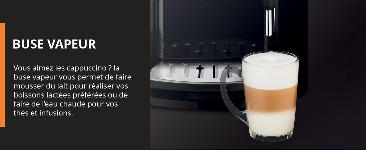 buse vapeur cappuccino mousseur lait boissons lactées eau chaude thé infusions