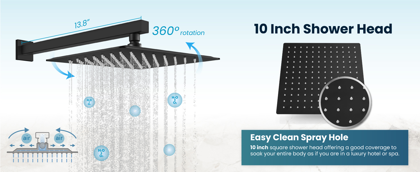 tête de douche de 10 pouces