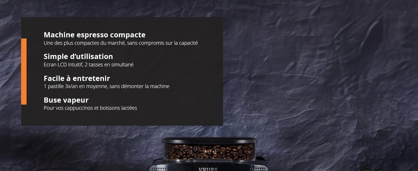 compacte grande capacité simple utilisation écran lcd deux tasses simultané facile entretenir buse