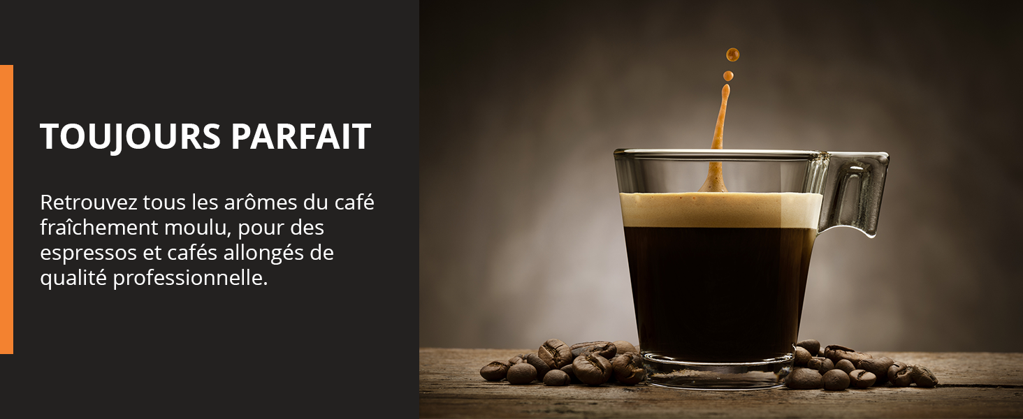 toujours parfait arôme fraichement moulu espresso café allongés qualité professionnelle expresso