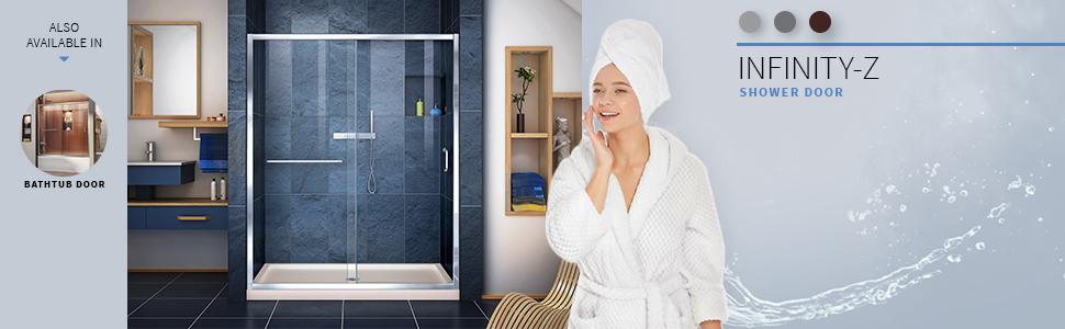 porte de douche, douche, porte de douche sans rampe, porte de douche coulissante sans cadre, sans cadre