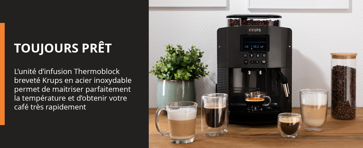 toujours prêt acier inox inoxydable maîtriser parfaitement température café très rapidement