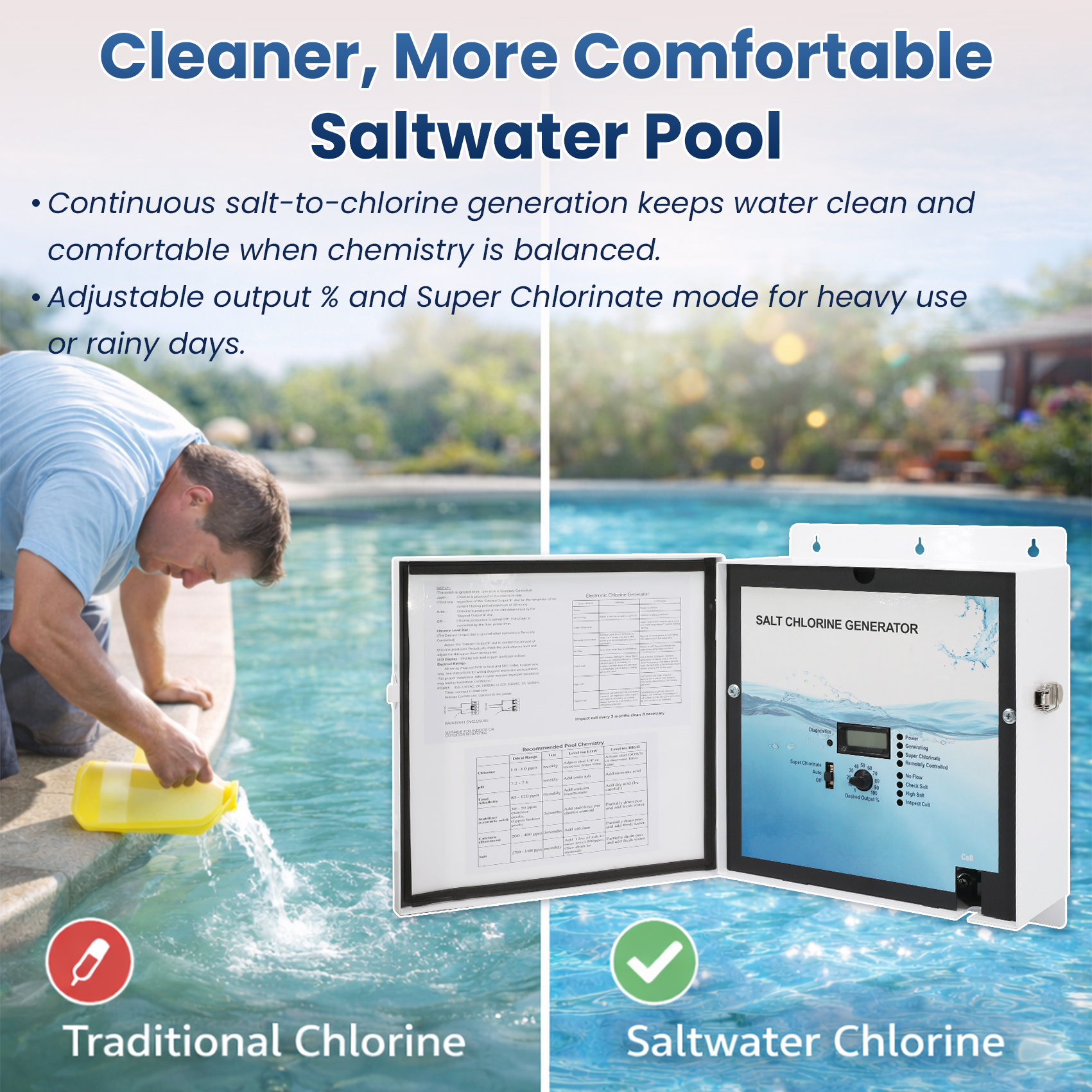 GLX-CTL-RITE Salt Chlorination Control Unit Compatible with Hayward Aqua Rite & Goldline AQR Systems
