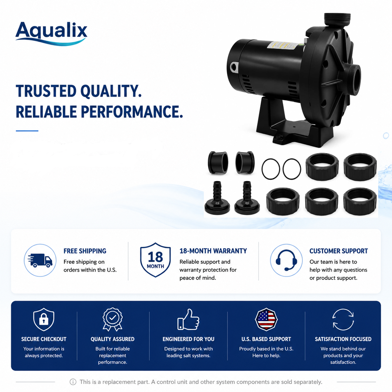 Aqualix-W36060 0.75HP Booster Pump for In-Ground Pools Compatible with Hayward