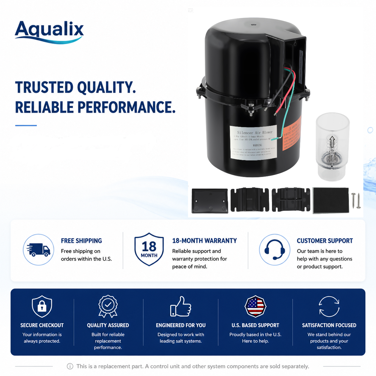 Aqualix-Spa Blower Replacement, 240V Air Supply Pump for Hot Tub Spa Air Jet Systems