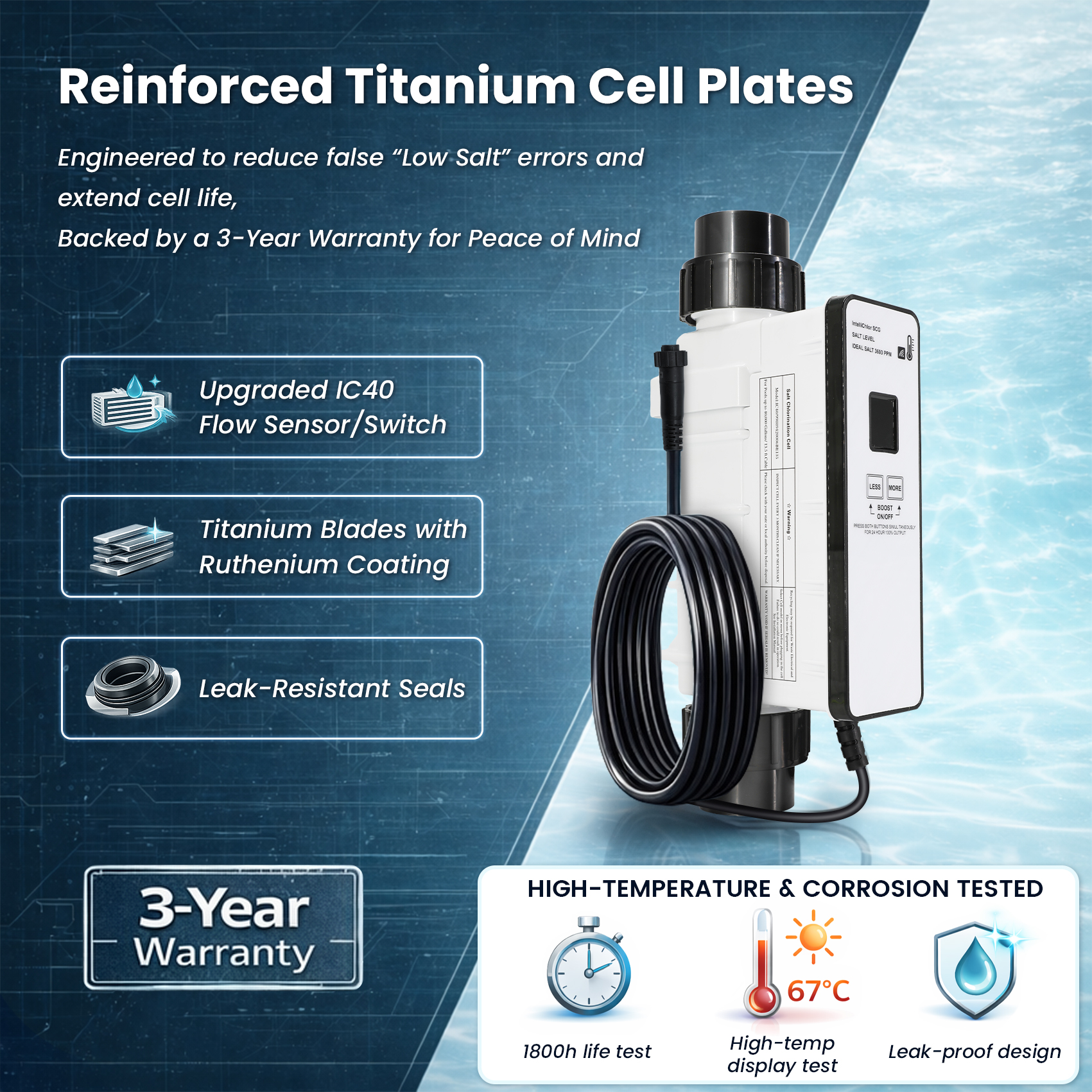 Salt Cell Replacement Compatible with Pentair IntelliChlor IC Series