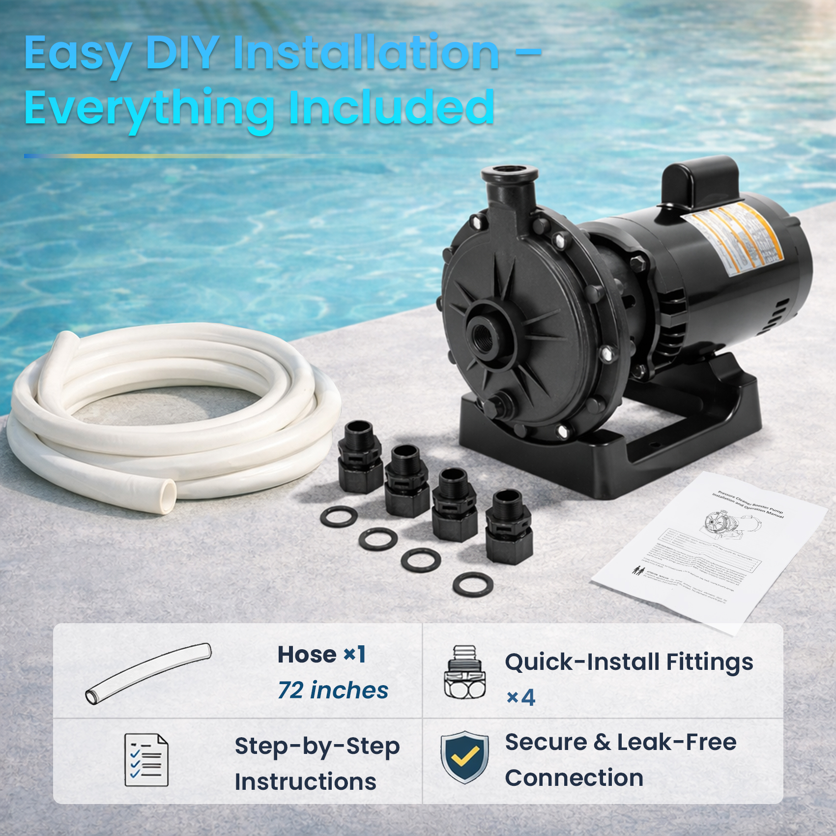 Aqualix-Booster Pump for In-Ground Pools Compatible with Hayward